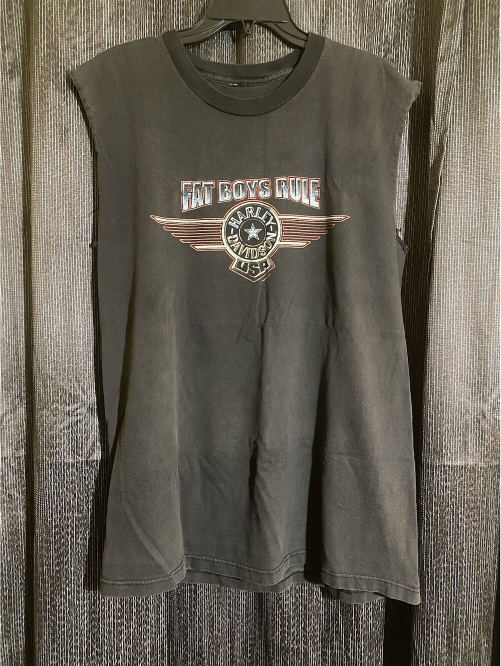Harley-Davidson Size XL Fat Boys Rule Black Sleeveless Shirt - 2002 Las Vegas